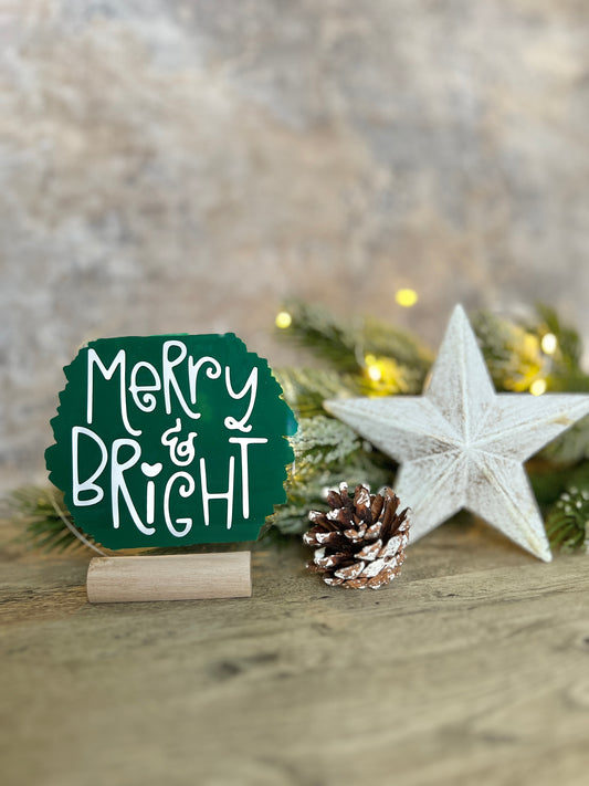 Merry and bright plaque