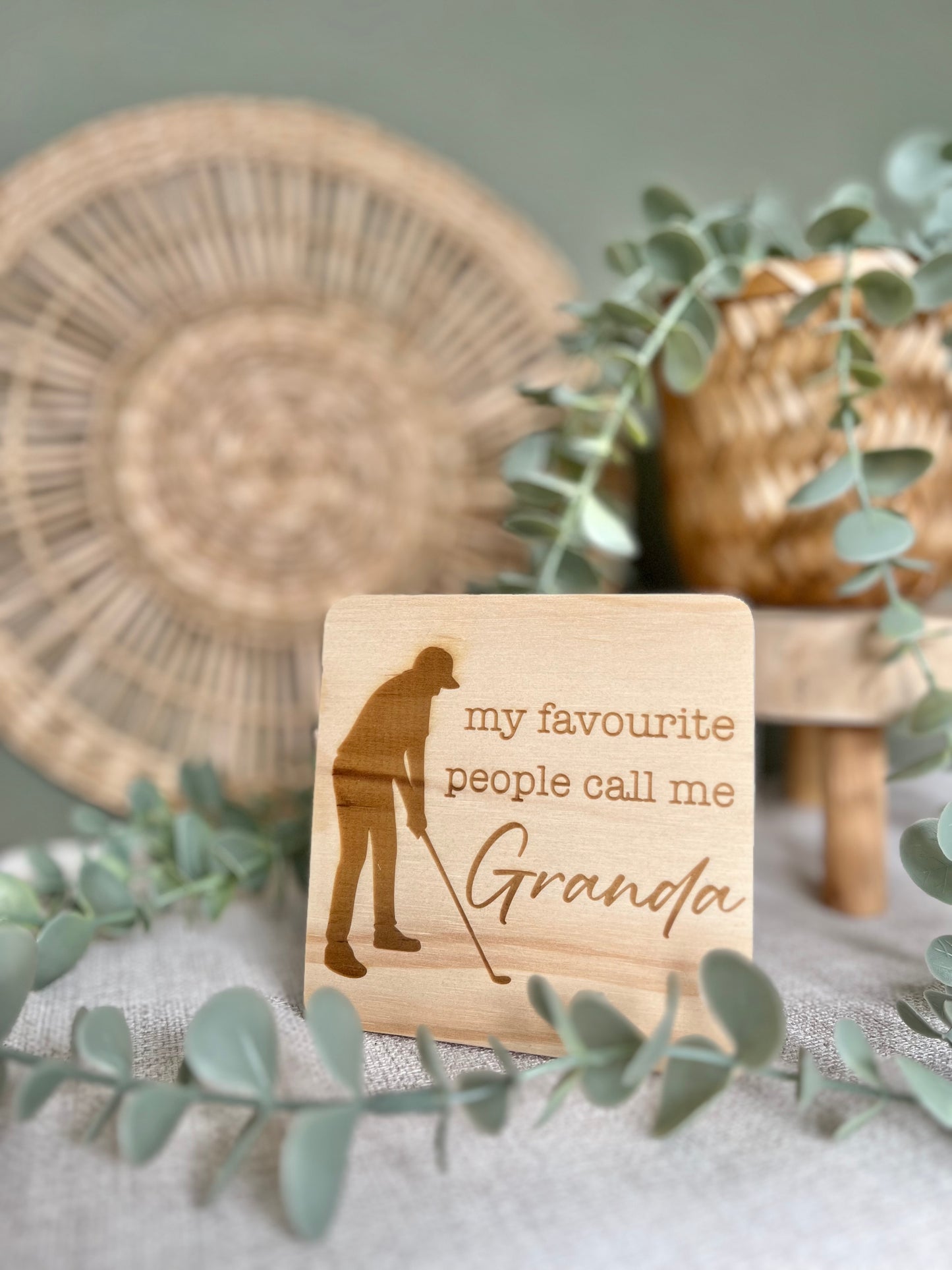 Golf engraved wooden coaster - Granny / Granda