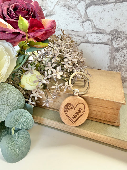 Nana heart engraved keyring