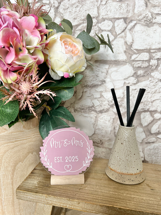 Mr & Mrs Est. 2025 acrylic plaque