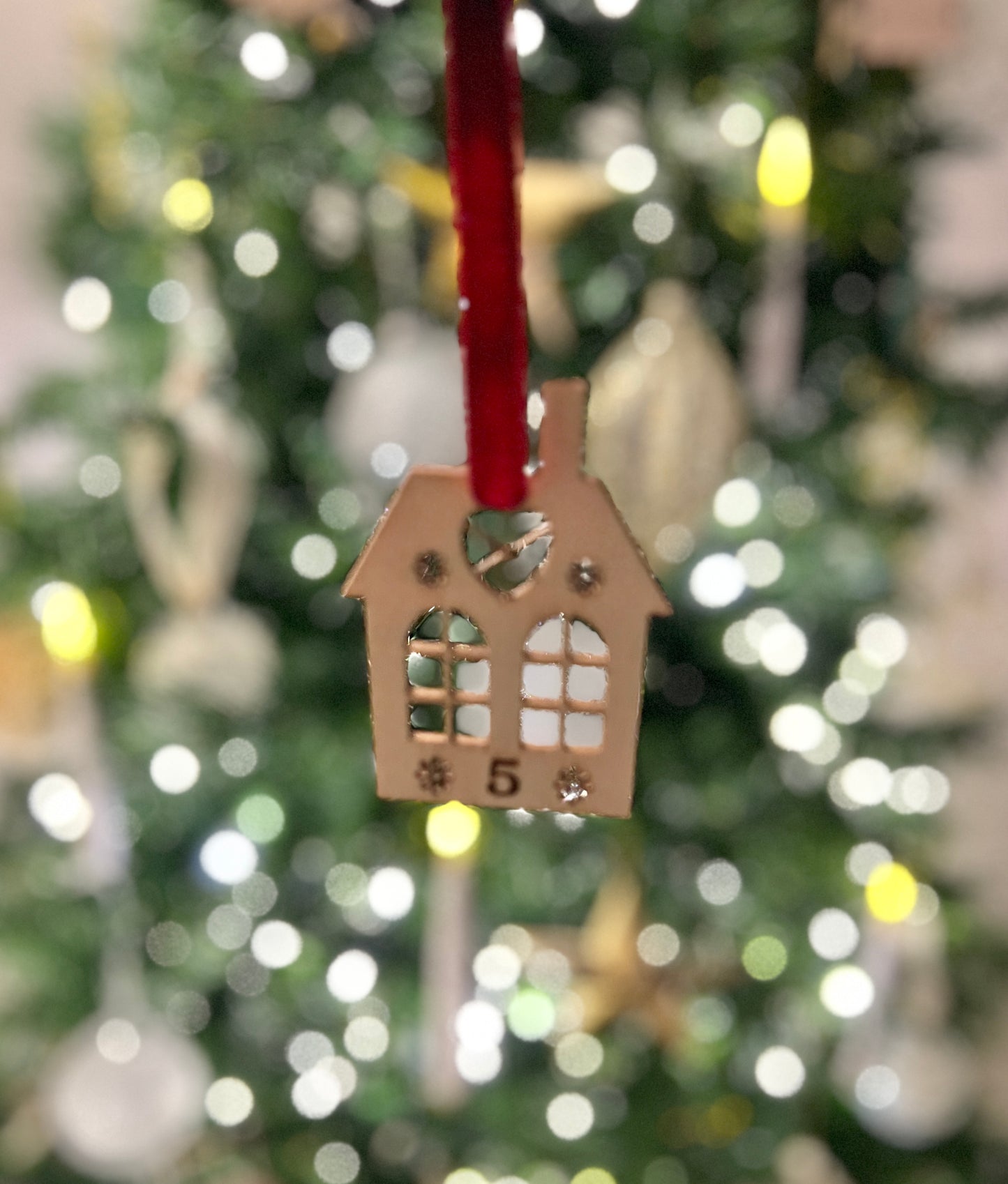 Personalised house number tree decoration