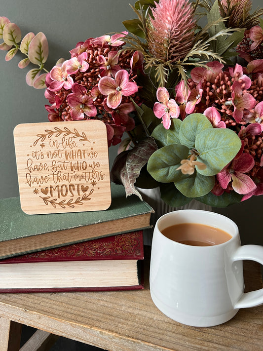 It’s not what we have engraved wooden coaster