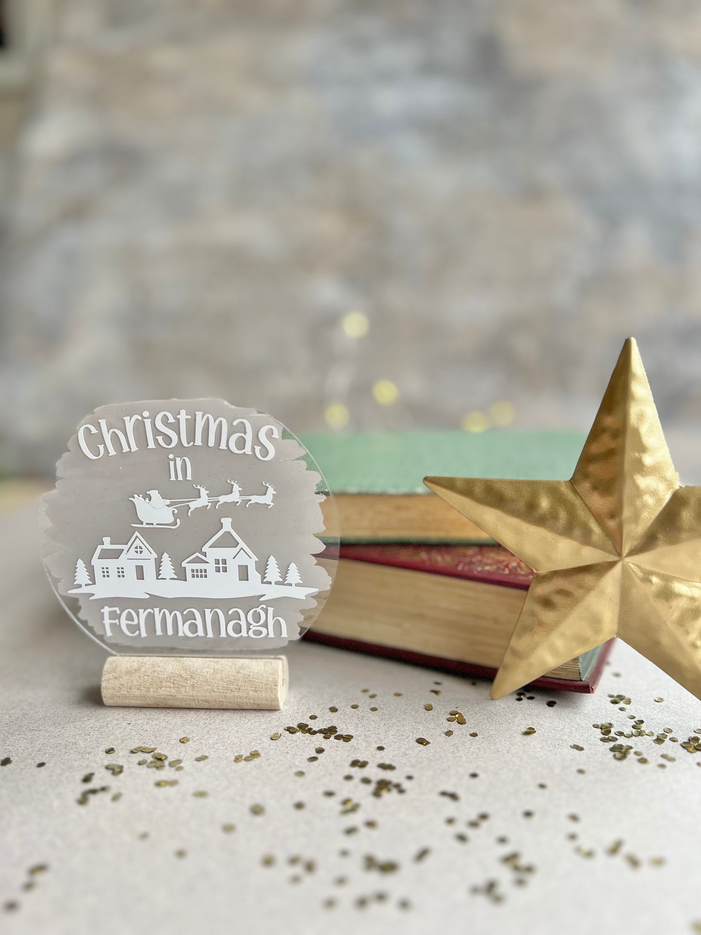 Christmas in [your town/village name] personalised acrylic plaque
