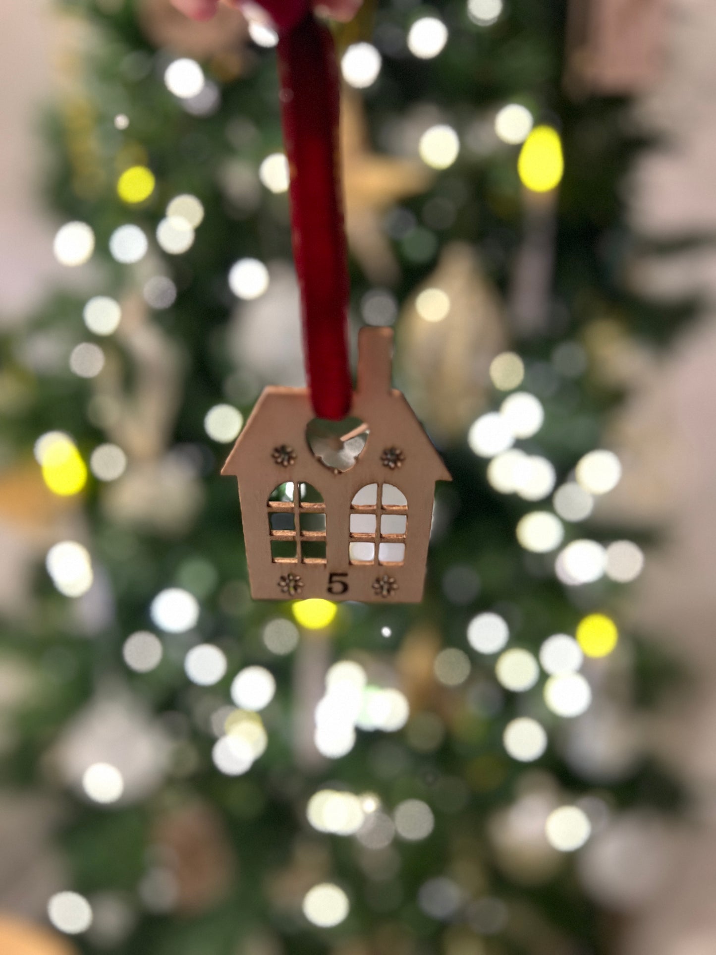Personalised house number tree decoration