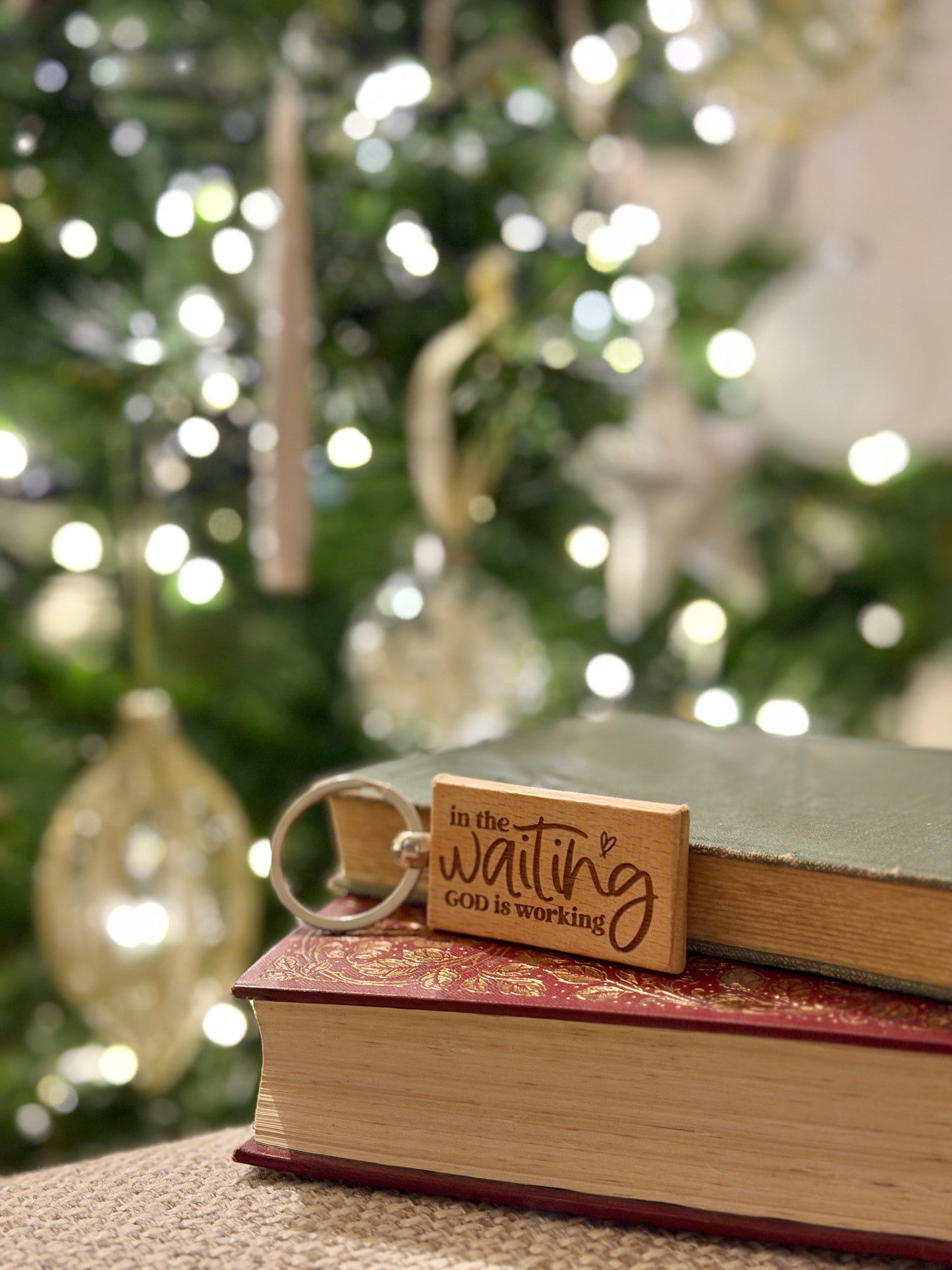 In the waiting engraved keyring
