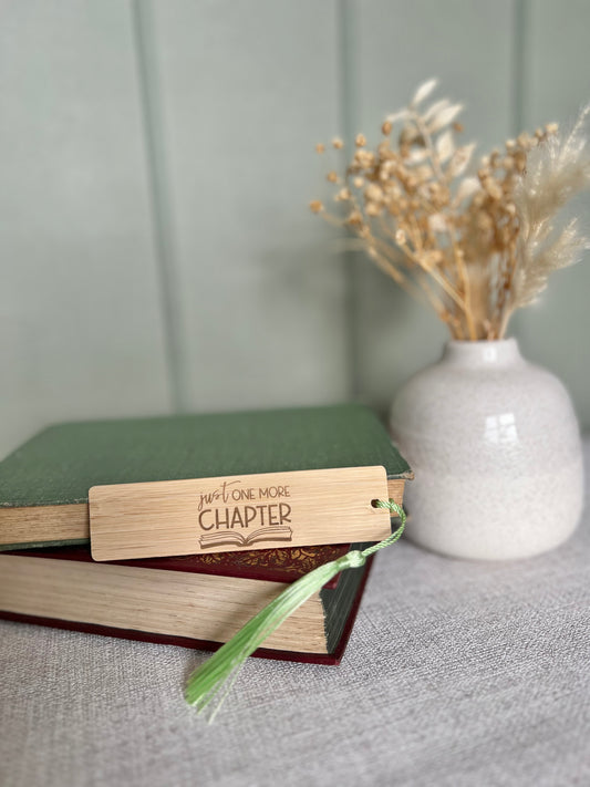 One more chapter wooden engraved bookmark