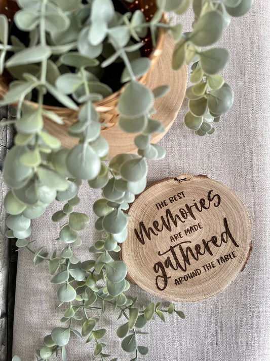Best memories around the table engraved wooden pot stand