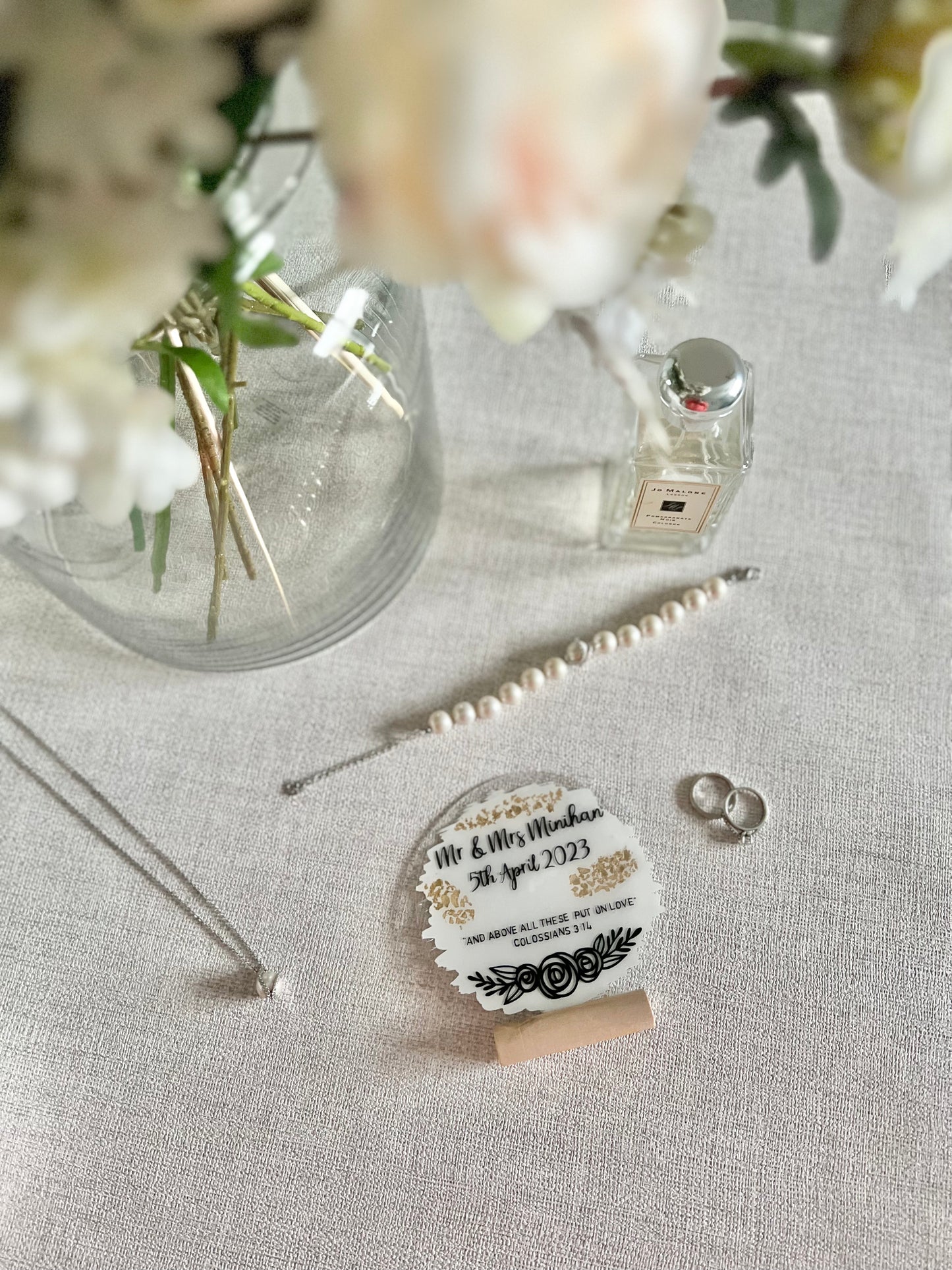 Personalised wedding keepsake 4” acrylic plaque