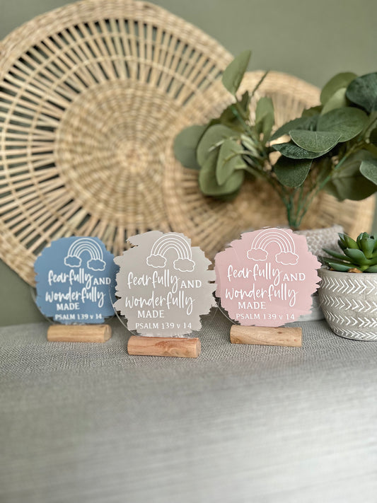 Fearfully & wonderfully made rainbow acrylic plaque