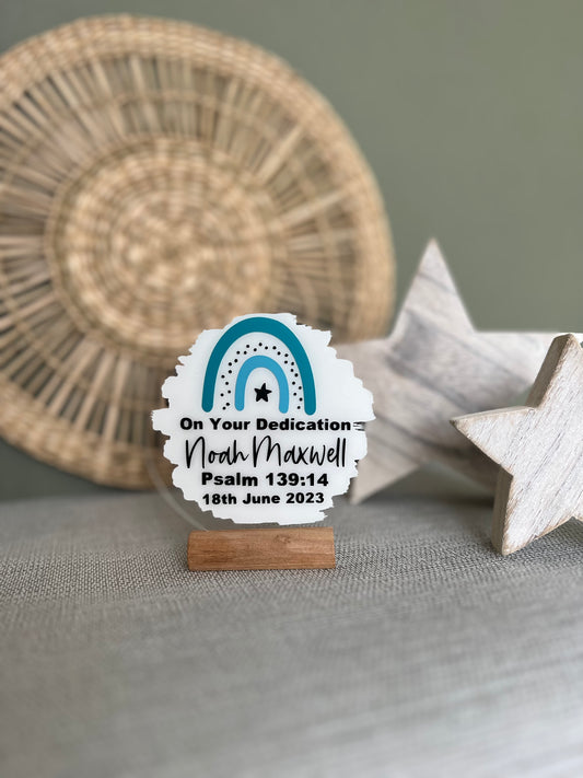 Personalised dedication rainbow acrylic plaque