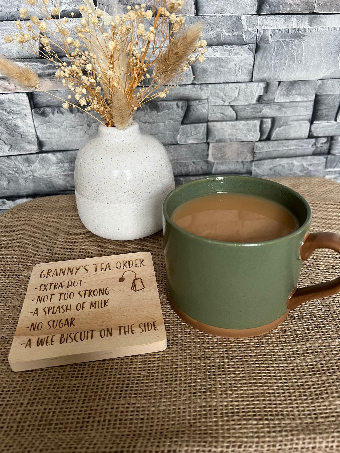 Engraved personalised tea/coffee order coaster