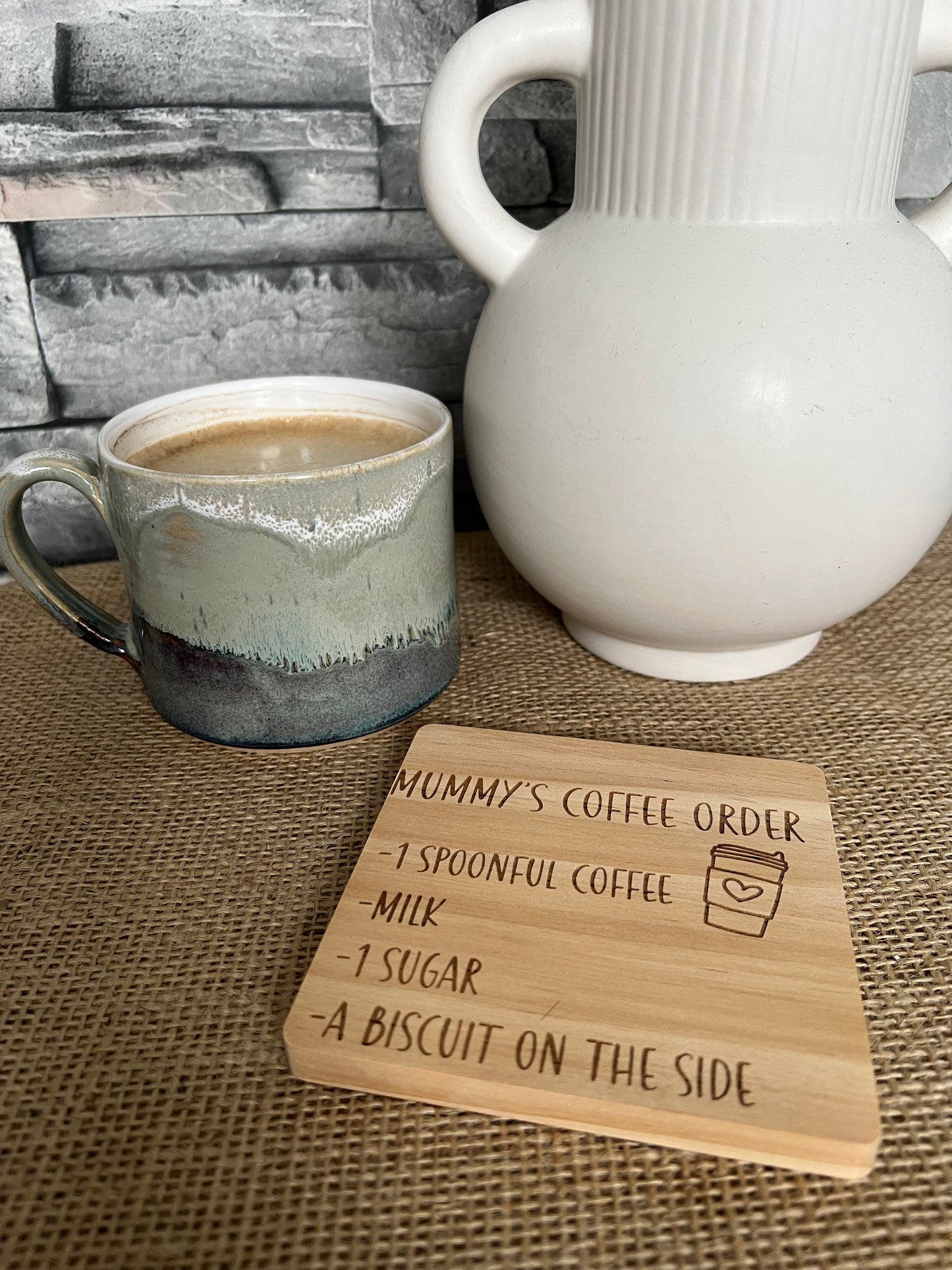Engraved personalised tea/coffee order coaster